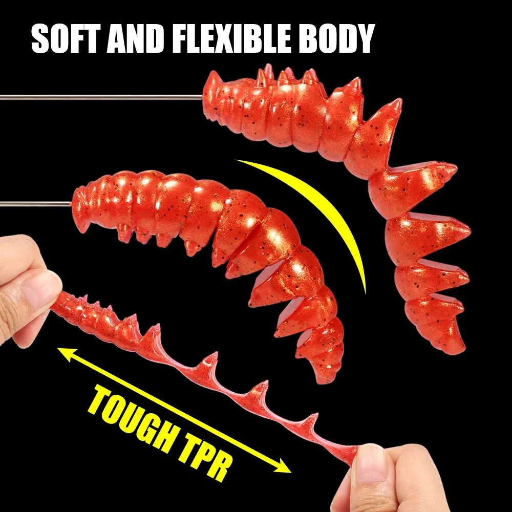 Spinpoler-cebo suave de gusano pobre, cuerpo de segmento TPR, flotante, agua dulce, agua salada, lubina, trucha, río, mar, Dropshot Ned, aparejos de pesca - imagen 5