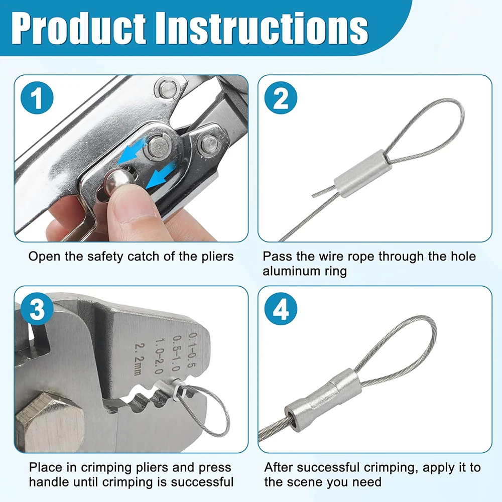 Kit de herramientas de crimpado de pesca, alicates de acero inoxidable, cuerda de alambre, Mangas de crimpado de 590 piezas, cuentas para tubos de línea de pesca - imagen 5