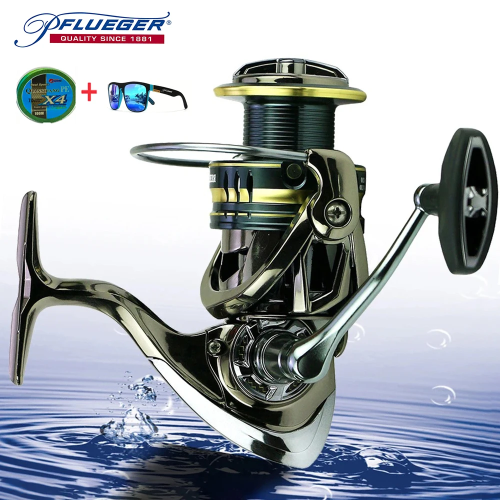 Pflueger Carrete de pesca específico de agua de mar totalmente metálico con tensión máxima de 23 KG rueda giratoria de pesca