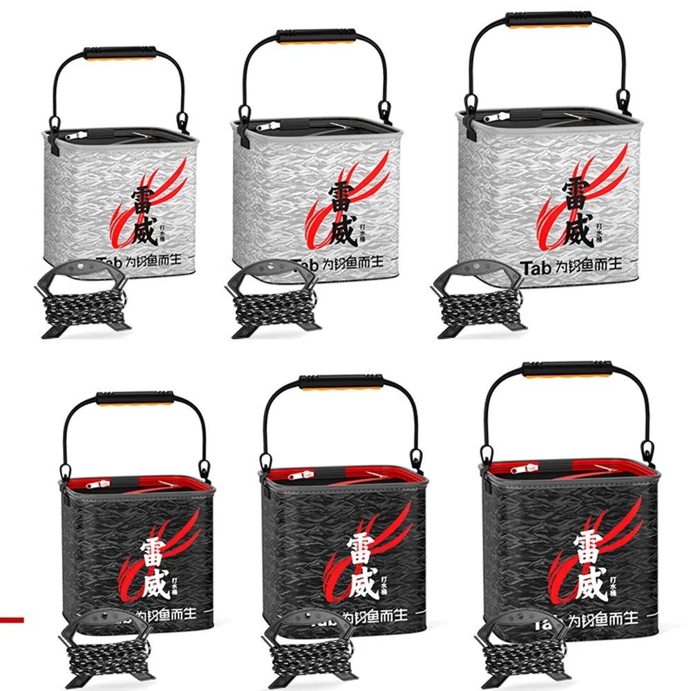 Cubo de pesca 3D para peces vivos, conexión sin costuras de una pieza, caja de pescado viva espesante portátil, almacenamiento de agua con doble cremallera - imagen 4