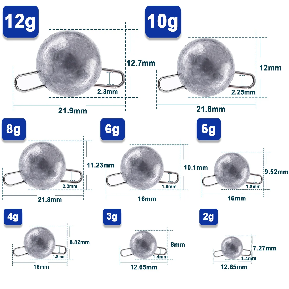 9KM Cheburashka Pesas Cheb Ball Plumbadores de agua dulce, 10 ~ 30 piezas a granel - imagen 3