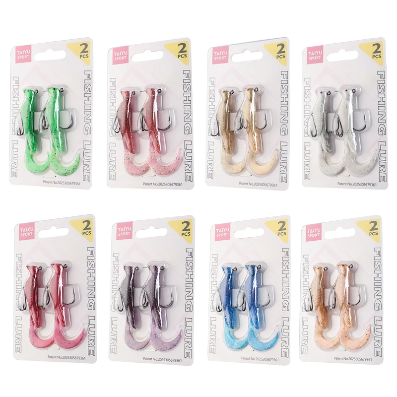 TAIYU 2 uds Phoenix Bird señuelo de pesca suave multicolor ondas grandes enrolladas señuelo de pesca falso para agua salada/cebo de pesca de agua dulce - imagen 2