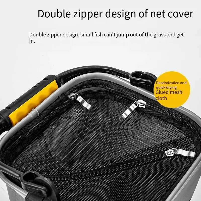 Equipo de pesca PD, Cubo de pesca con cuerda eva plegable Iso, engrosado con tapa, portátil, para peces vivos - imagen 2