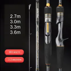 Caña de pescar ZZ390 MH/H rápida 2-3 tramos fibra carbono 10-70g