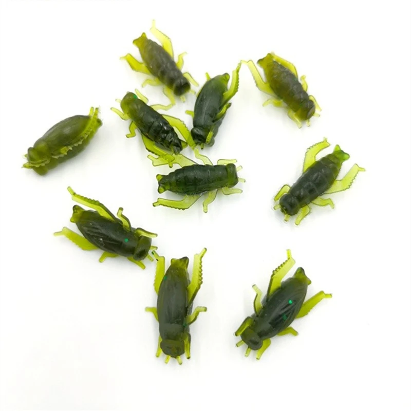 30 unids/lote Artificial Cricket insecto pesca cebo suave saltamontes ligero realista Wobblers silicona señuelo Peche Accesorios - imagen 2