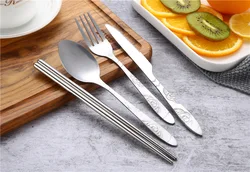 Set cubiertos acero inoxidable portátil para camping de pesca