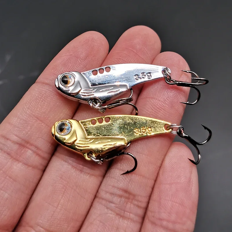 Nuevo Metal Mini VIB cuchara Wobbler señuelo de pesca 3,5g 5g aparejos de pesca Pin de lubina Crankbait vibración Spinner cebo que se hunde - imagen 2