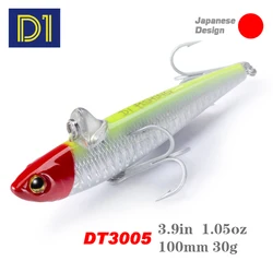 Señuelos de Pesca D1 VIB Pencil, cebos duros que se hunden con vibración de invierno, 100mm, 30g, Swimbait Artificial para perros, aparejos de pesca 2020