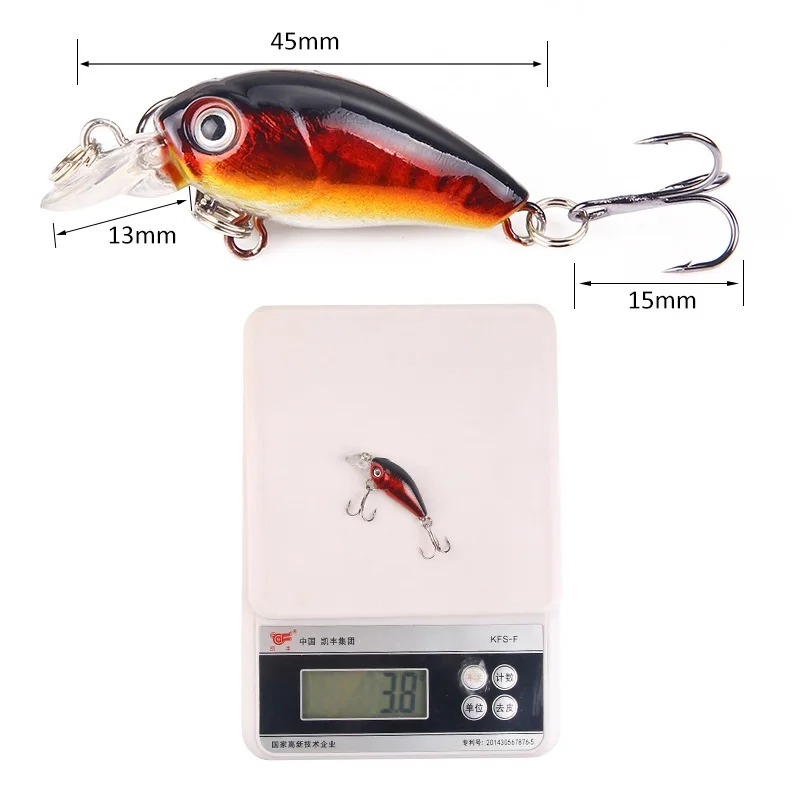 7 Uds 7 colores 4,5 cm/3,8g cebo con manivela Minnow juego de señuelos de pesca cebo Artificial flotante cebo de pesca Topwater aparejos de pesca - imagen 5