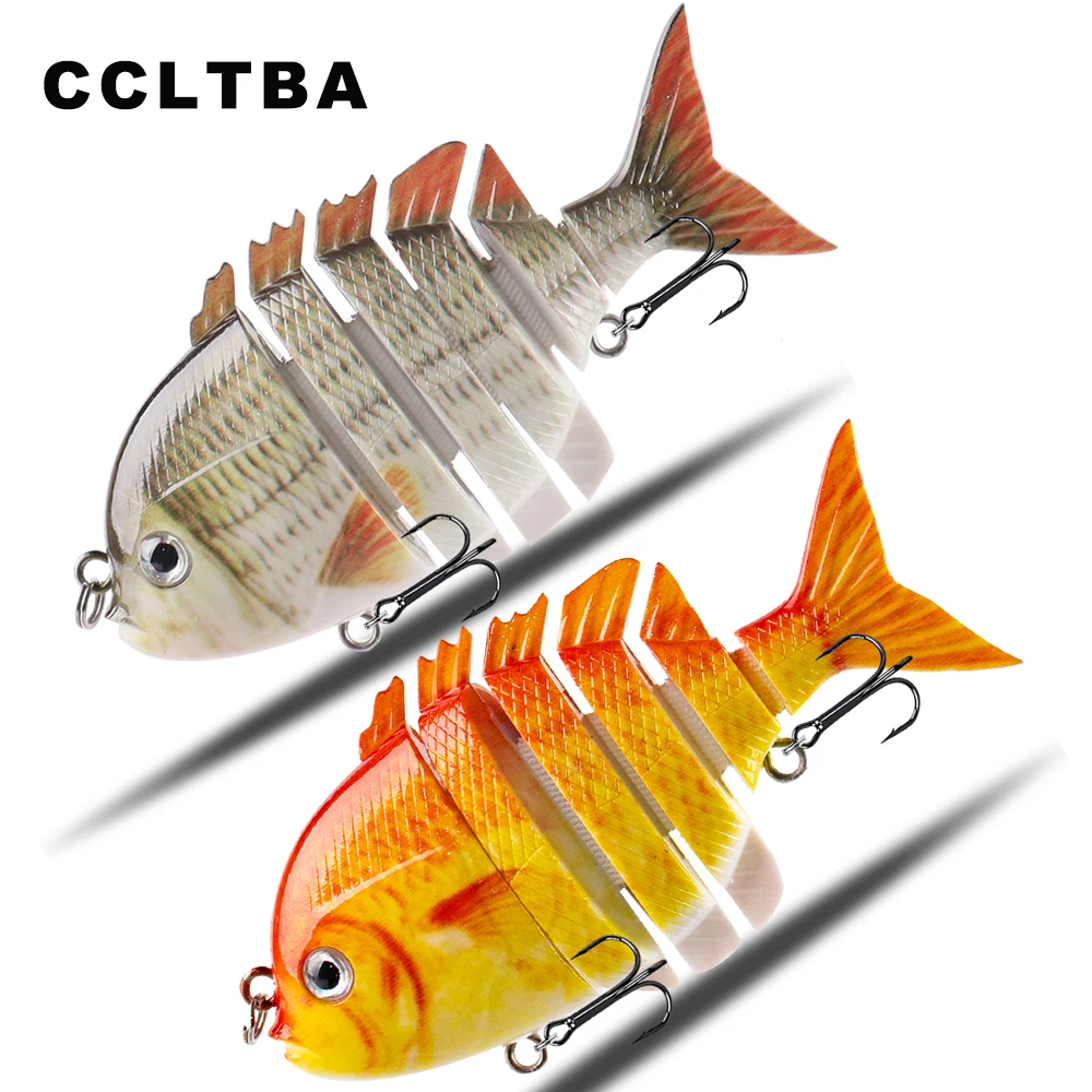 CCLTBA Swimbait articulado 8cm 14g cebos duros de hundimiento lento Señuelos de pesca de natación vívidos 6 segmentos oscilantes para pesca de Lucio