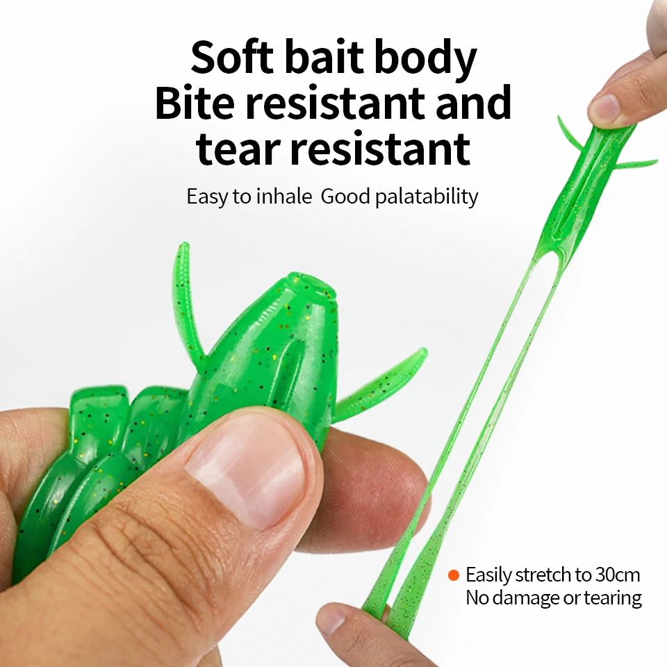 LINNHUE-Señuelos de rana Topwater, 5g, 10g, Señuelos de Pesca, cola de lubina, Rana, cebo Artificial suave, agua dulce, sin malezas, cabeza de serpiente - imagen 4