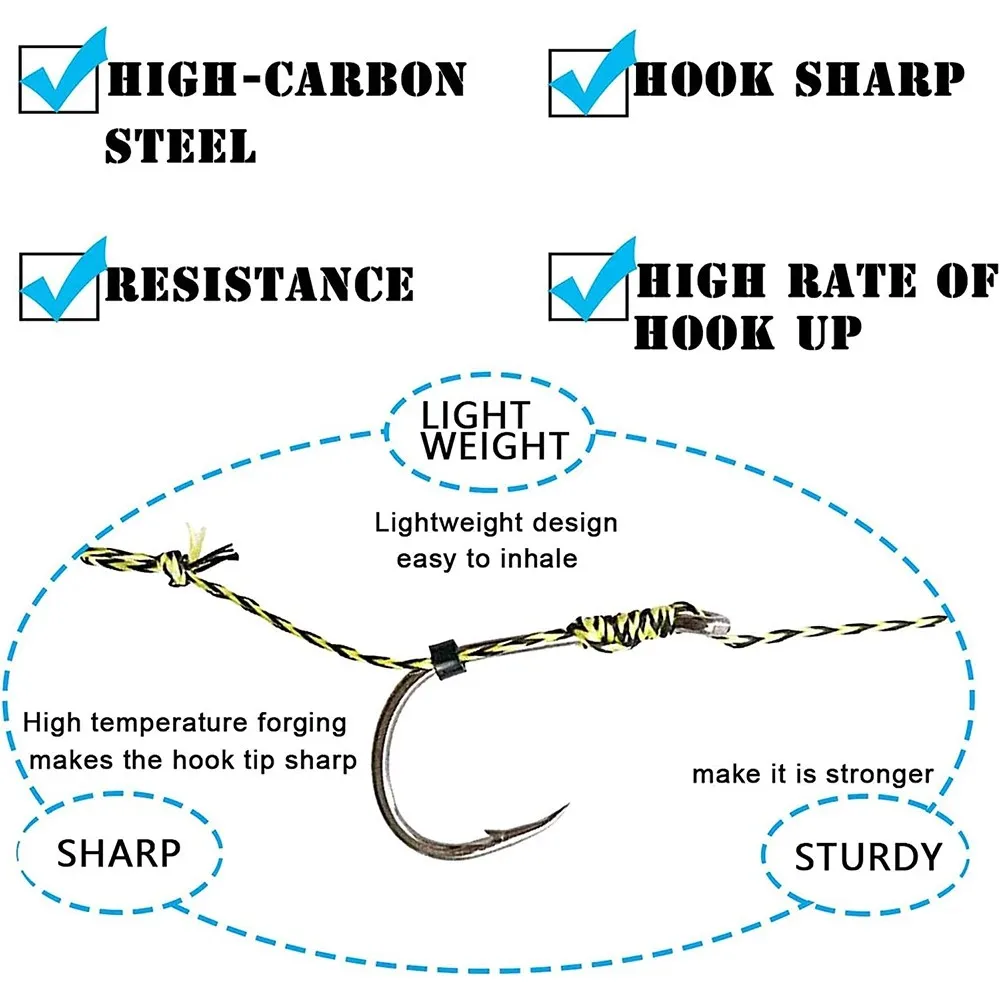 Aparejo de pelo de pesca de carpa, hilo trenzado, línea líder con extensor de pelo, tapones de cebo, ganchos giratorios, mangas, 6 piezas - imagen 4
