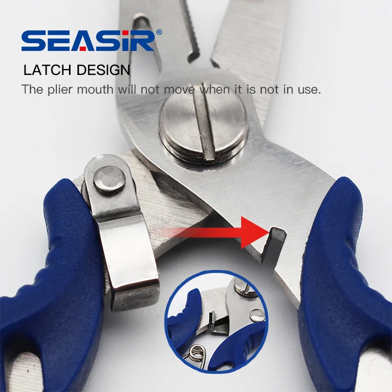 SeaSir Tijera de pesca multifunción, cortador de línea trenzada, alicates de abrazadera de acero inoxidable, dispositivo de Control de pescado - imagen 5