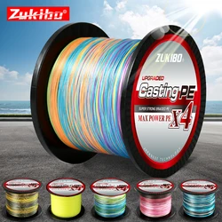 ZUKIBO-sedal de PE multifilamento de 3000M, sedal de pesca trenzado de 4 hebras, 1000M, 4X tejidos, sedal de pesca de carpa súper fuerte de Japón, agua salada
