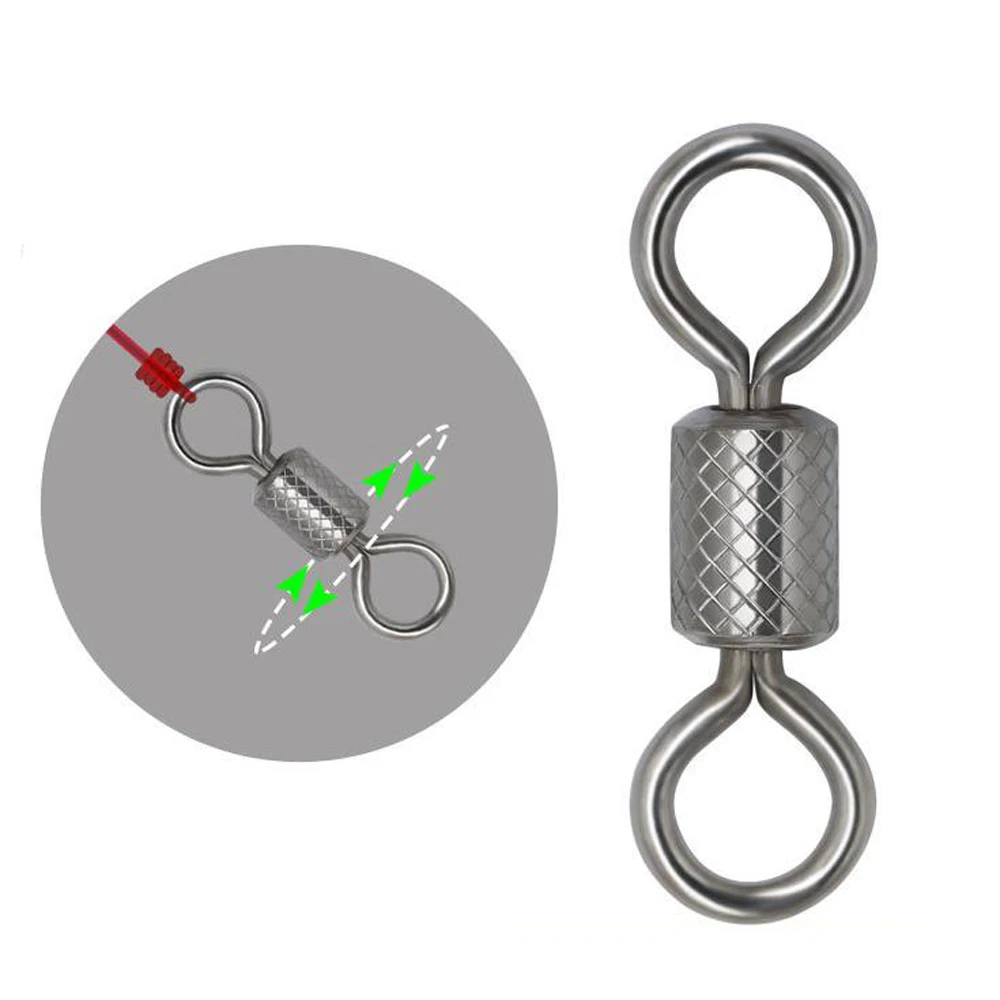 DNNYUJU 50 Uds pesca giratoria moleteado aleación de latón conector sólido rodamiento de bolas Snap pesca giratorios rodante - imagen 3
