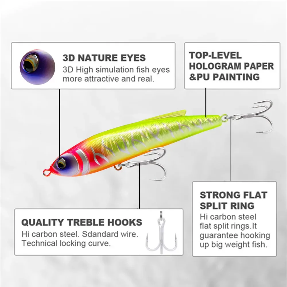 GREENSPIDER-señuelo de pesca de lápiz que se hunde, cebos duros artificiales para atún de mar GT, Señuelos de Pesca de agua salada, 13,5 cm, 60g, nuevo - imagen 5