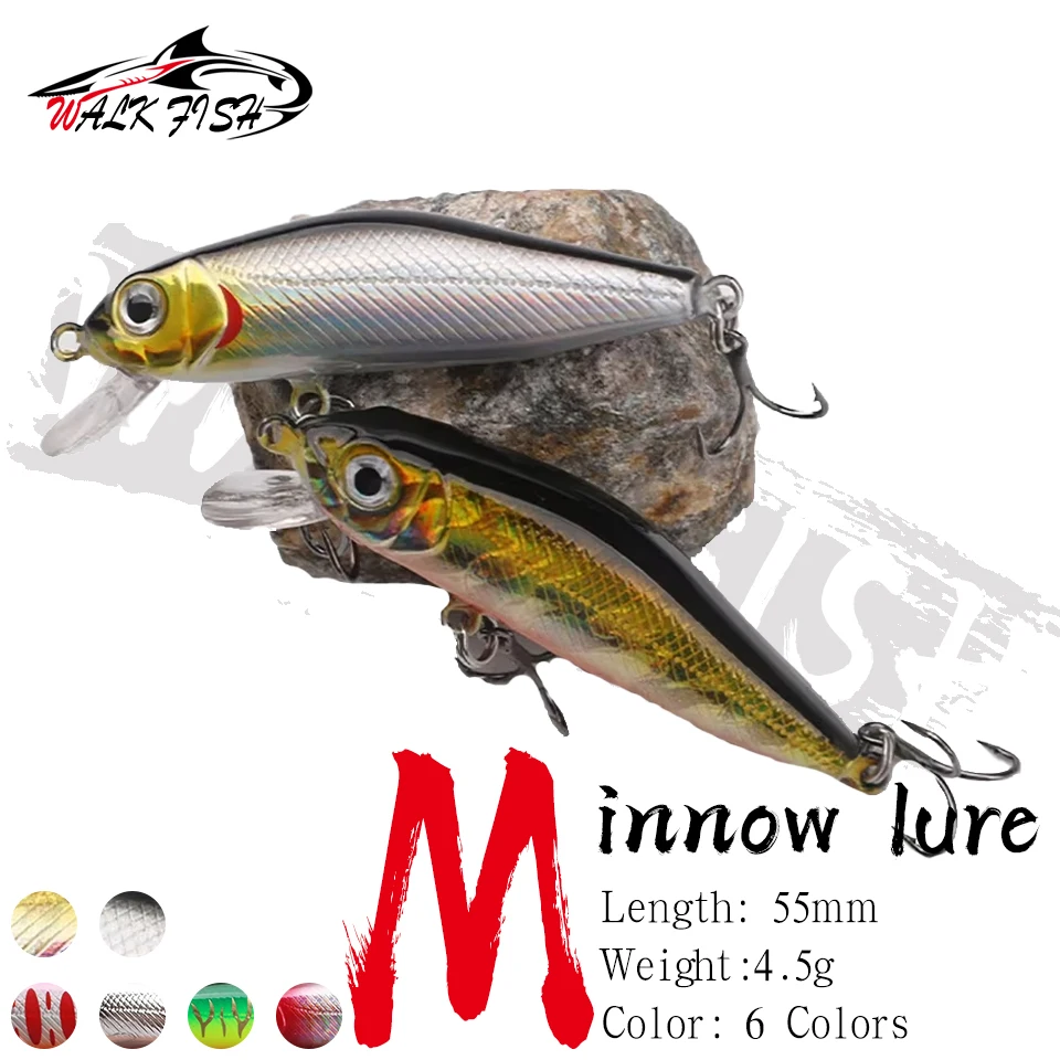 Señuelo Walk Fish – Minnow flotante con ojos 3D para pesca en mar