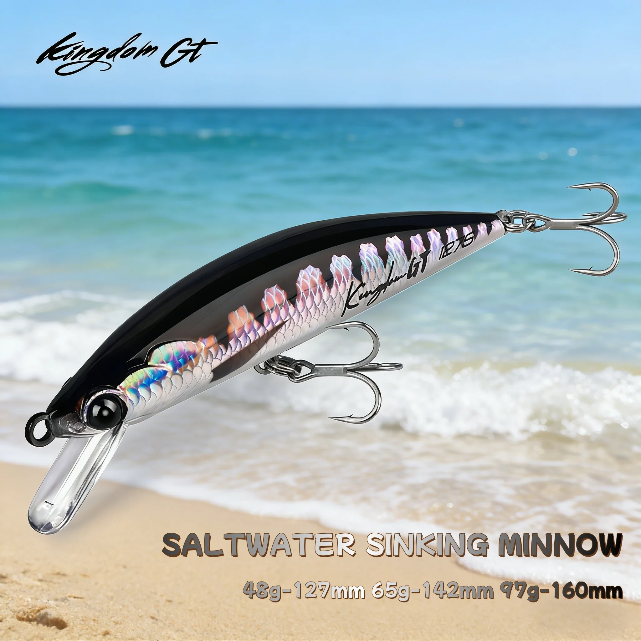 Señuelo de pececillo que se hunde en agua salada del Reino, 48g, 65g, 97g, fundición larga, atún, cebo duro Artificial, señuelo de pesca Jerkbait - imagen 2