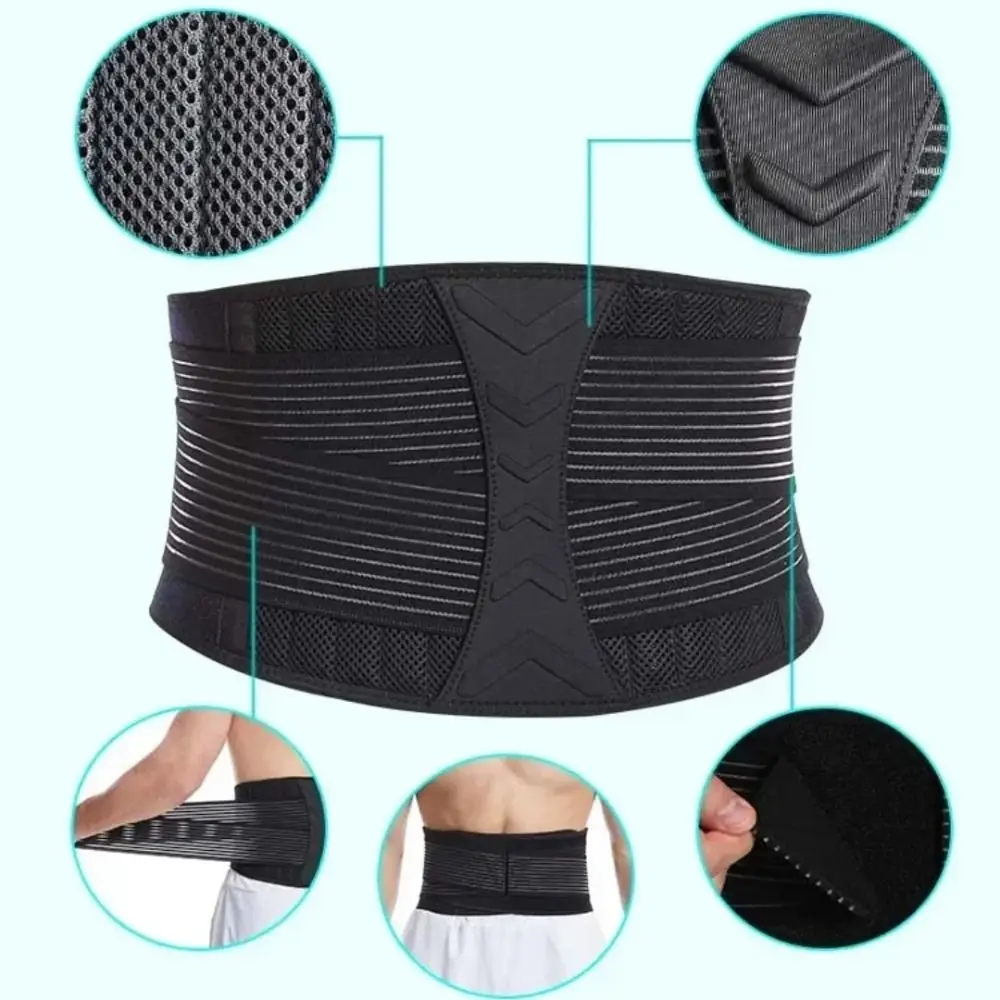 Cinturón de entrenamiento de cintura de 8 resortes, cinturón de soporte de columna ajustable y transpirable, soporte fuerte, presurización, cinturón Lumbar ortopédico - imagen 4