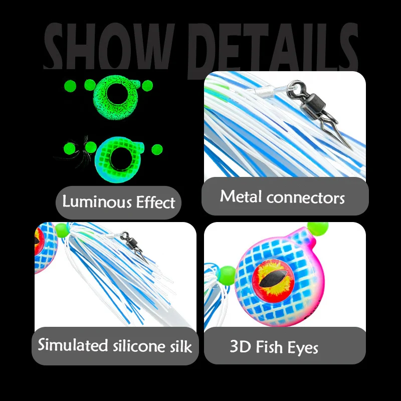 Señuelo de Pesca Testar Lumious Tenya 100g 150g 200g Glow Kabura Bream de mar Jig Head falda Jigging cebo Metal Jig Accesorios de Pesca - imagen 5