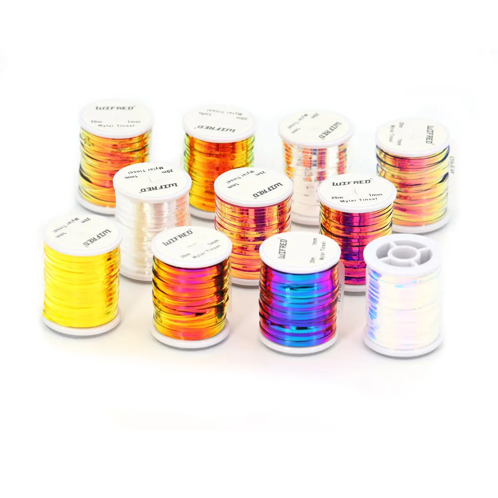 Bimoo, 1 unidad, 1mm, atado de moscas, oropel plano de Mylar, oropel Flash holográfico, serpentina de ninfa húmeda seca, señuelo de pesca de trucha, Material de atado de moscas - imagen 5
