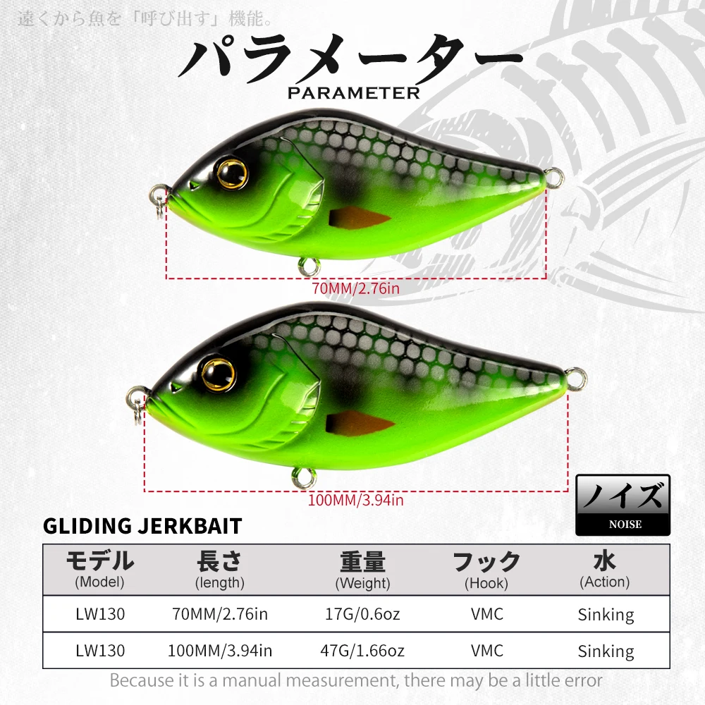 Hunthouse Crankbaits Jerkbait VIB señuelo de pesca de agua dulce de hundimiento lento 7 cm/17g 10 cm/47g Lucio pesca leurre sonido fuerte lw130 - imagen 2