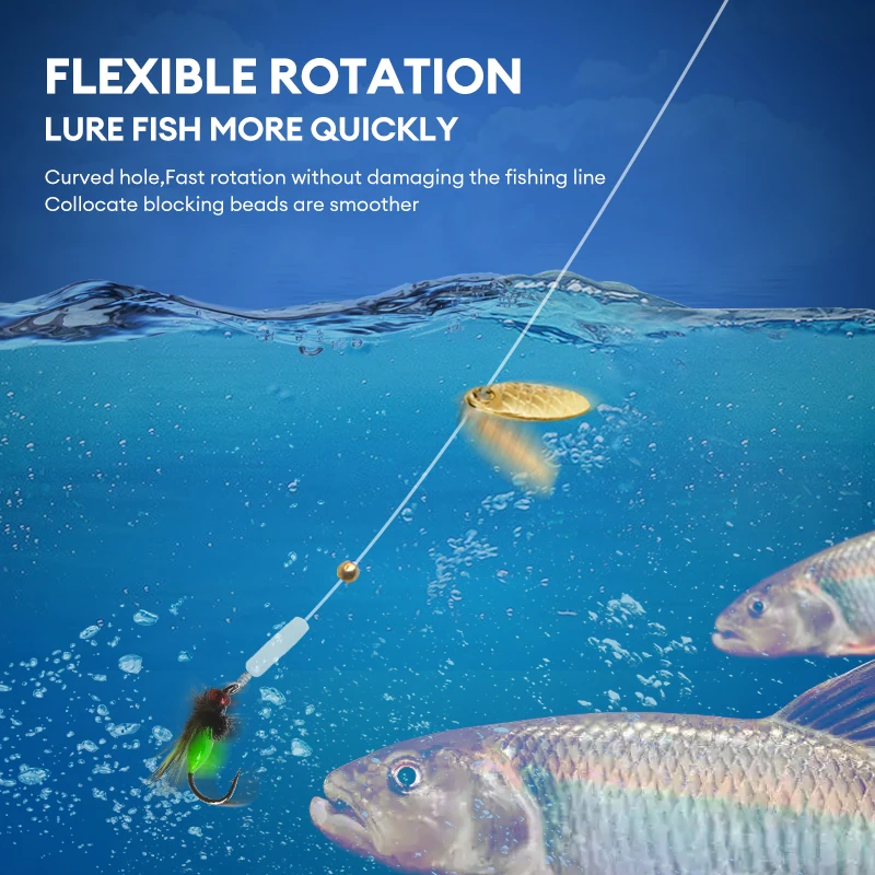 Kingdom-Juego de Señuelos de Pesca, 5 uds., Micro cuchara giratoria, cuentas flotantes que se hunden, asistente de tiro de pesca con mosca, aparejos de señuelo para moscas artificiales - imagen 3