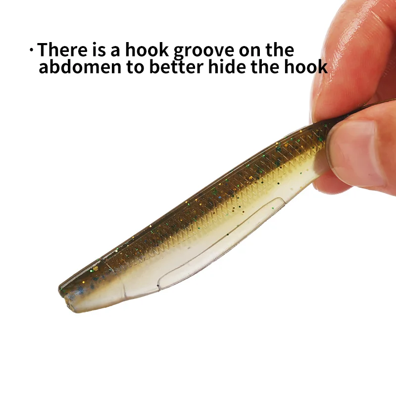 Señuelo de silicona suave para pesca, cebo Artificial de 90MM, 120MM, 160MM, Cuerpo en T, perca de Lucio, pez mandarín - imagen 2