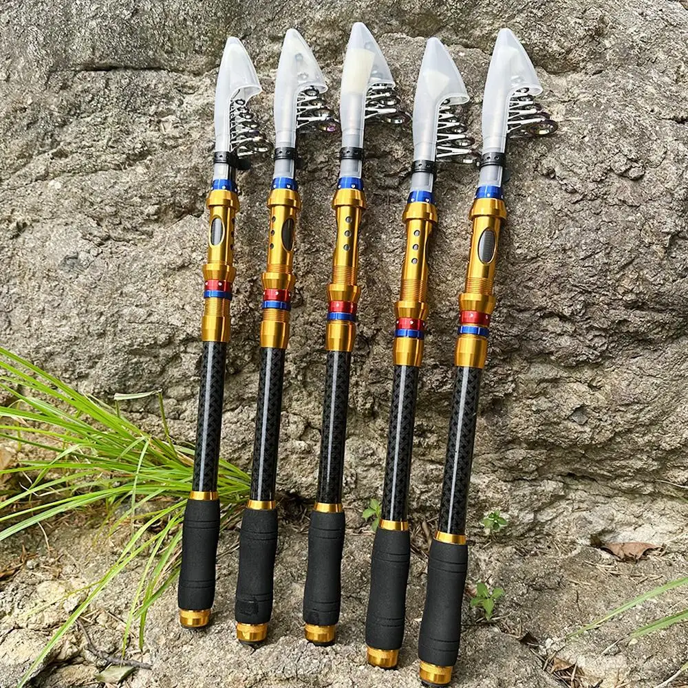 Caña de pescar telescópica ultraligera de fibra de carbono de 1,8-3,6 M con anillo guía de cerámica acción media rápida para agua salada y dulce - imagen 2