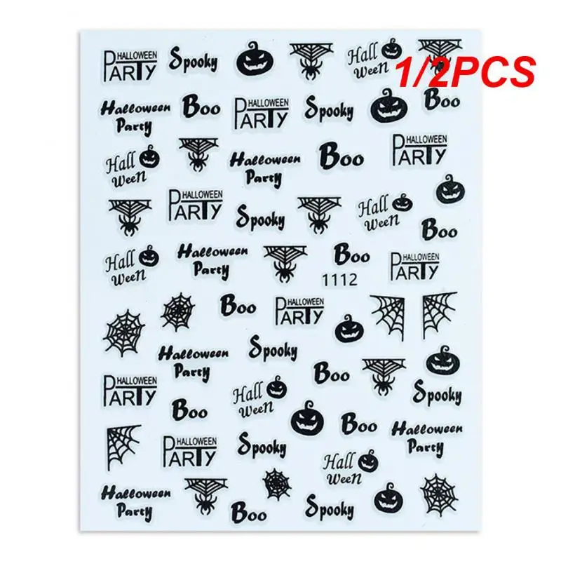 Pegatinas 3D de hojas de flores negras para uñas, calcomanías 3D, inscripciones de corazón de chica linda, deslizadores de letras para manicura, tatuaje de Arte de uñas, 1/2 piezas