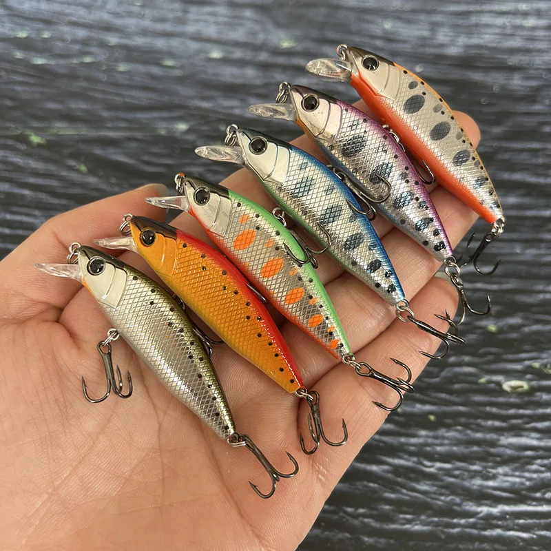 Mini Señuelos de Pesca de pececillo de hundimiento lento, 50mm, 4,8g, Wobbler de fundición larga, cebo duro Artificial para Pesca, trucha, equipo Jerkbait - imagen 3
