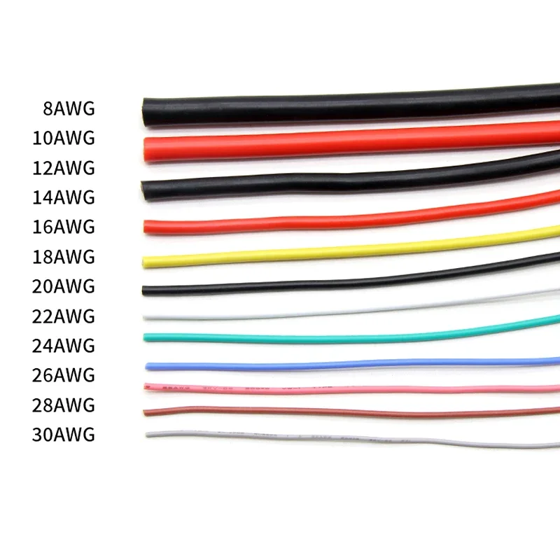 Cable de cobre UL3239 de 2M/5M 30 28 26 24 22 20 18 16 14 12 10 8 AWG, Cable electrónico LED de cobre estañado con aislamiento de silicona 3KV DIY - imagen 3