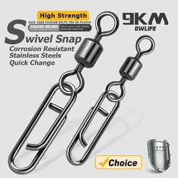 9KM 50 Uds pesca giratorio Snap acero inoxidable cambio rápido Clip pesca de agua salada giratorios Snap