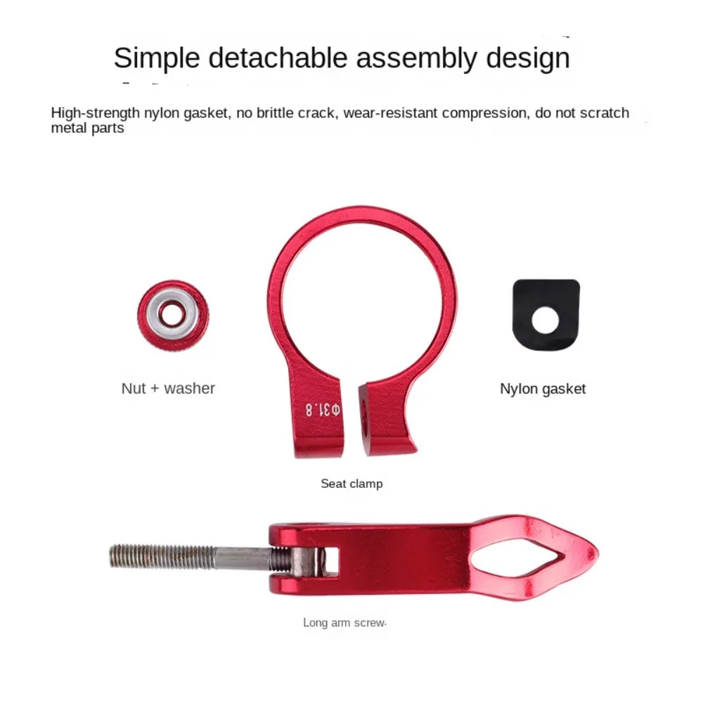 Abrazadera de asiento de bicicleta de aleación de aluminio, abrazadera de tija de sillín ultraligera de 31,8/34,9mm, liberación rápida, 5 colores, Clip de tubo para tija de sillín de bicicleta - imagen 5