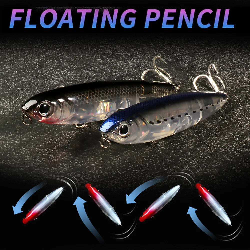 GOBAIT-cebo tipo lápiz flotante, 17,5g, 10cm, Topwater, caminar al perro, señuelo de Pesca, anzuelo Swimbait 3D, Popper, Pesca, sonajero de pececillo, Cranbait - imagen 4