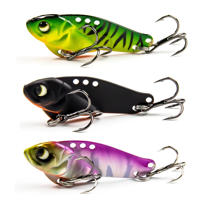 Señuelo de plantilla de Metal VIB, cebo giratorio de 5/8/12/17/23g, cuchara giratoria, pintura láser, aparejos de Pesca, gancho giratorio, Swimbait, vibración Popper - imagen 3