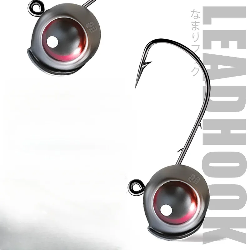 Anzuelos con cabeza de plomo, cebo de Jigging con ojos 3D, raíz de púas, anzuelo Ned, anzuelo ultrafino, cola en T, señuelo suave, aparejos de lubina, 5 uds./10 Uds. - imagen 5