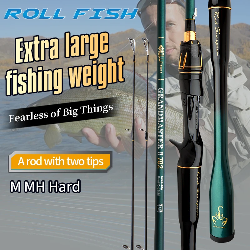 ROLLFISH Caña de Pesca Spinning Casting Fibra Carbono para Señuelos