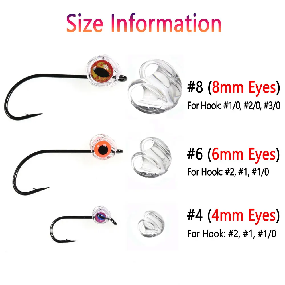 Bimoo, 10 Uds., cabeza de máscara de pescado atado con mosca con ojos de pez 3D para moscas Streamer, Lucio, trucha, cebo de pesca, plantilla, señuelo, Material de fabricación - imagen 2