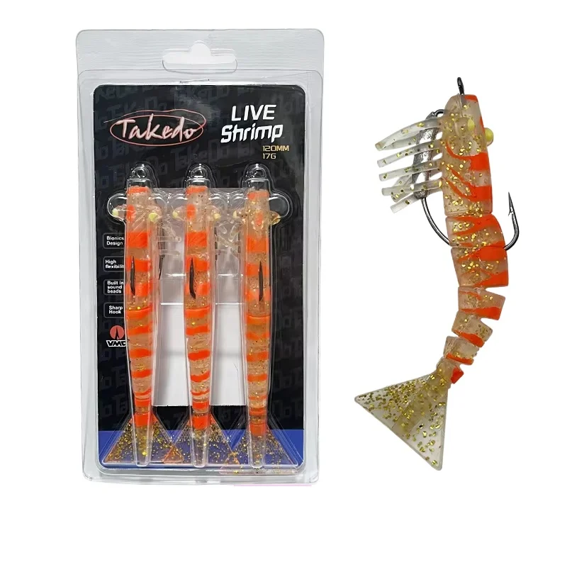 TAKEDO Señuelos Gamba TPR – Anzuelo VMC para spinning