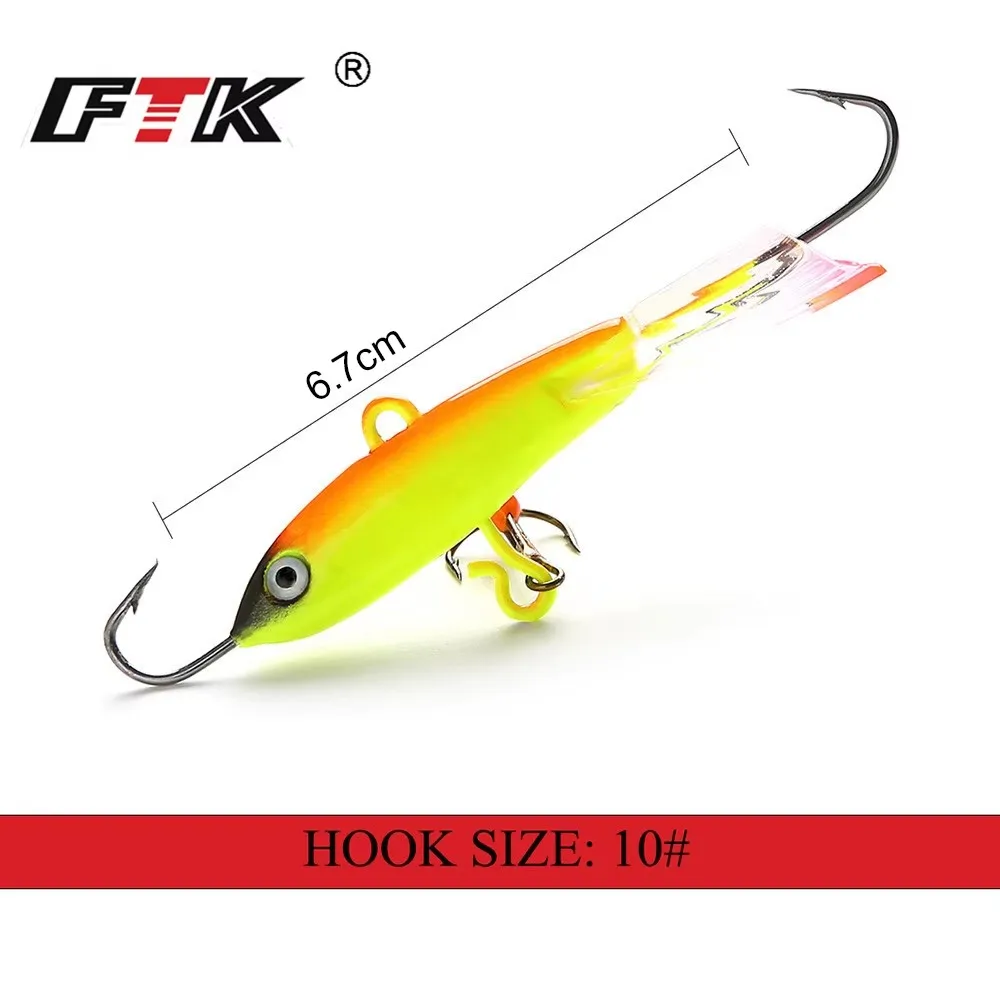 FTK-señuelo para pesca en hielo, 12g/6,7 cm, plantilla de invierno, cebo duro equilibrador, ojos 3D, anzuelos de pesca, aparejos de señuelo duro de plomo - imagen 3