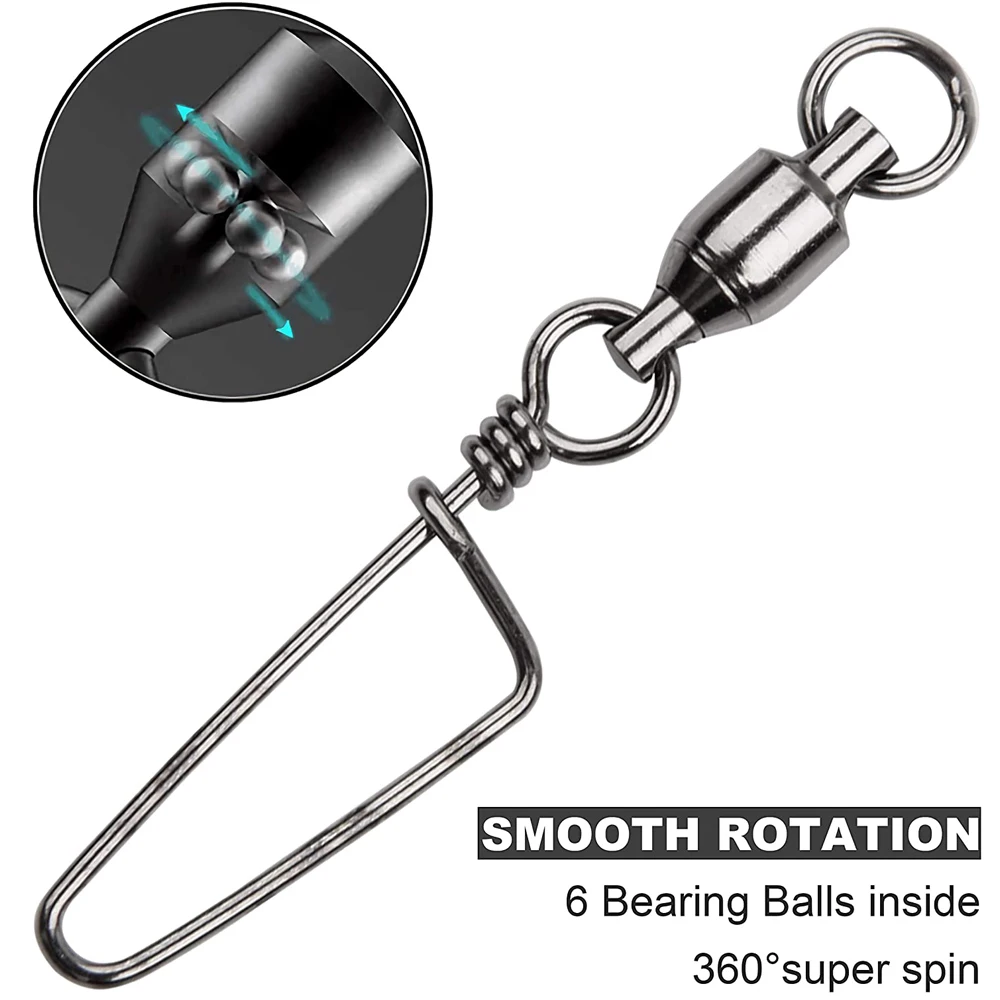 Rodamiento de bolas de pesca, 50 piezas, con broches de cierre de costa, de cobre y acero inoxidable, accesorios de pesca - imagen 4