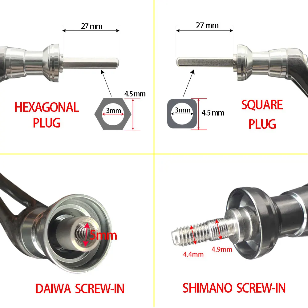 Mango de repuesto para carrete de pesca, mango eléctrico de carbono fundido, perilla de Metal para DAIWA/SHIMANO, mango de carrete giratorio para pesca - imagen 5