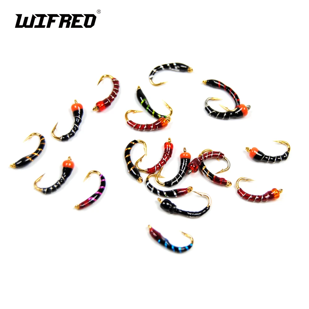 Wifreo 6PCS # 16 anzuelos dorados, moscas de ninfa, zumbadores con cabeza de cuentas, señuelos de pesca con mosca