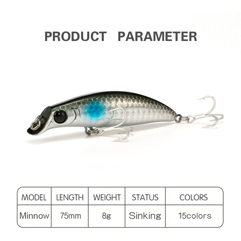 Señuelo de pesca de 7,5 cm y 8g, cebo duro Artificial, para trucha, lubina - imagen 3