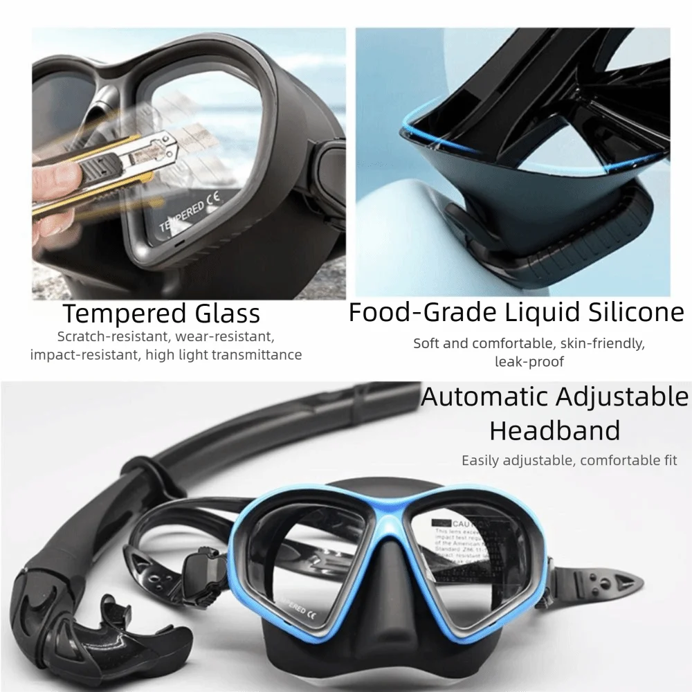 Máscara snorkel tipo J vidrio templado bajo volumen - imagen 4