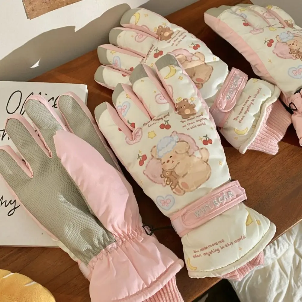 Guantes de esquí de dibujos animados a la moda, bonitos guantes para deportes de ciclismo a prueba de viento, guantes para deportes al aire libre a prueba de frío, manoplas para invierno - imagen 2