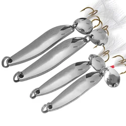 Señuelo giratorio metal dorado, plateado con lentejuelas y pluma mar