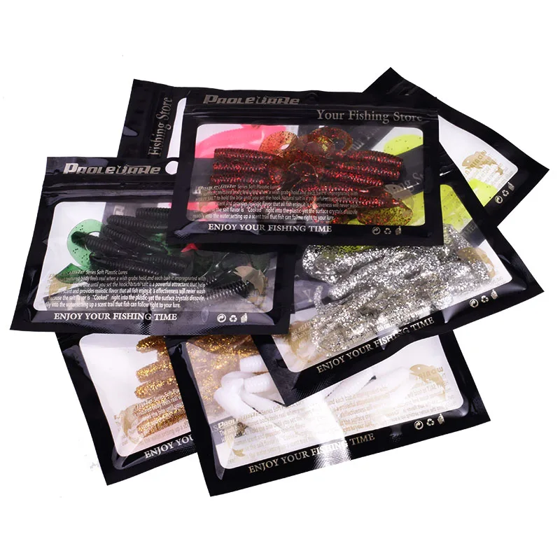 10 Uds. Señuelo suave con olor a pescado y camarones 5,5 cm 2g gusanos de silicona Jig Wobblers agregar sal cebo Artificial para aparejos de pesca de trucha lubina - imagen 2