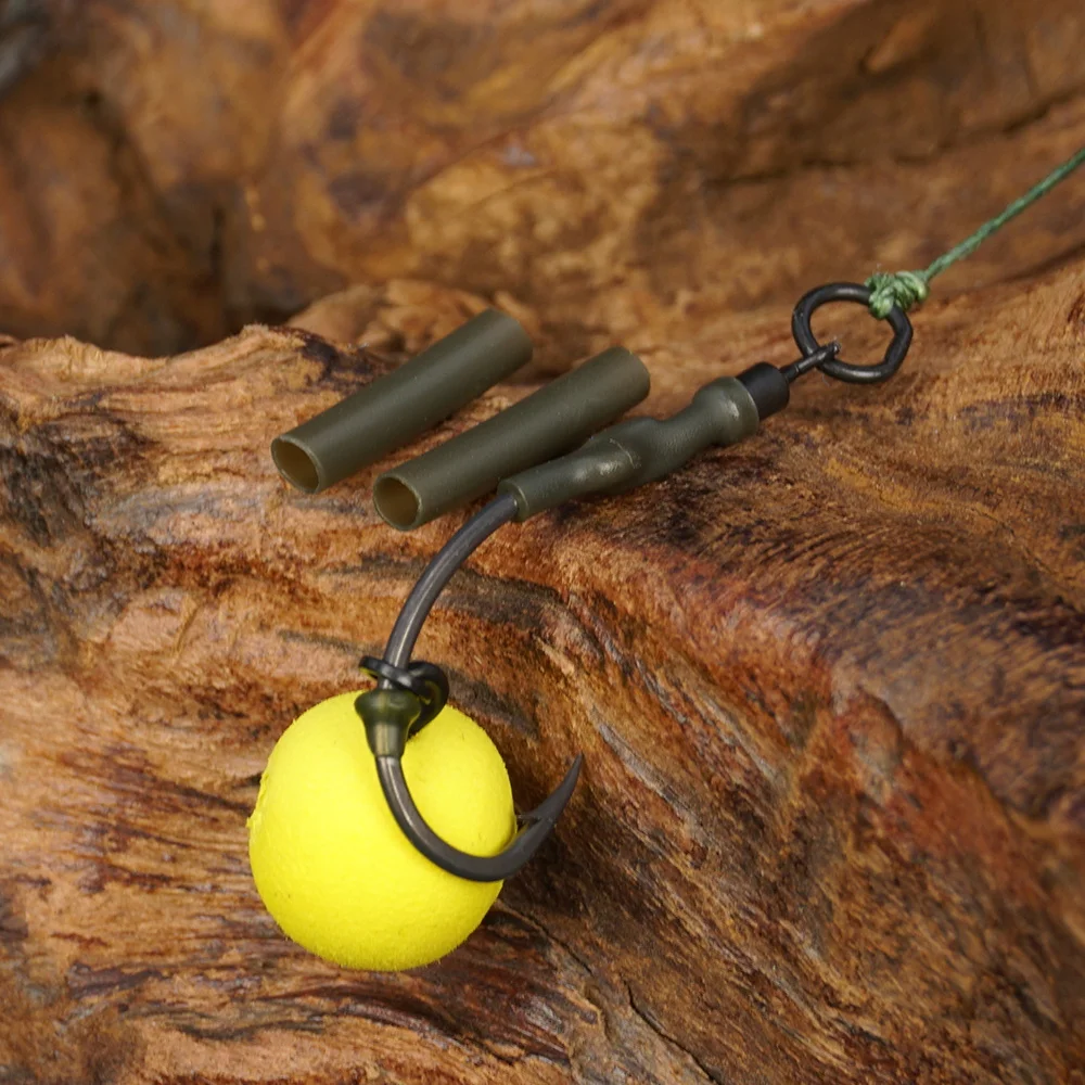 Hirisi-Kit de Tubo termorretráctil para pesca de carpa, mangas de gancho antienredos, accesorios de aparejo para el cabello Ronnie, aparejos de pesca duraderos, 100 Uds. - imagen 2